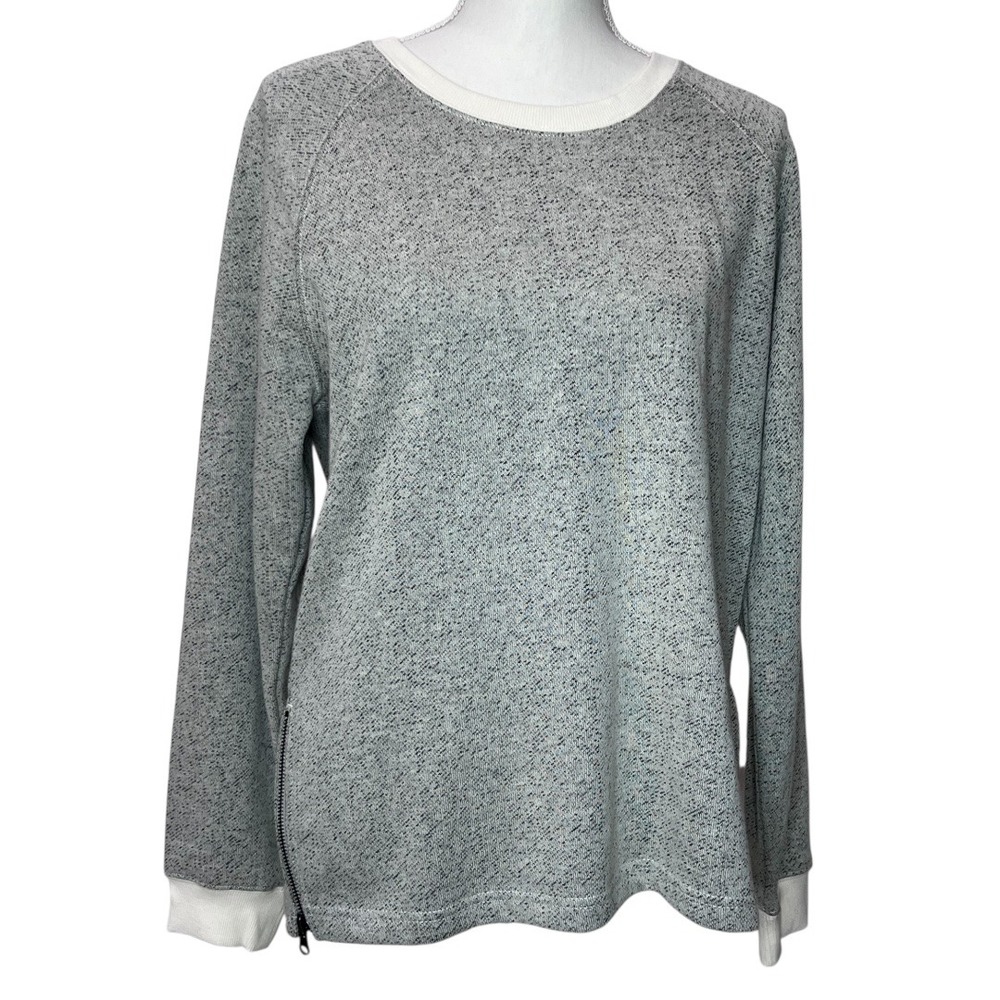 Converse‎ Women's Sweatshirt Large NWT Heather Gray Cream Side Zip Pullover